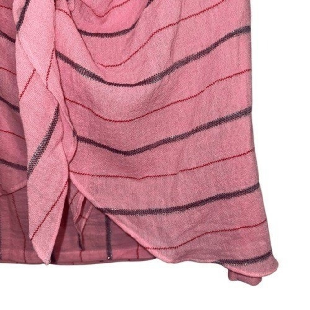 ANTHROPOLOGIE HOLDING HORSES Pink Striped Sarong Tie Front Mini Skirt EUC Medium - Picture 3 of 5